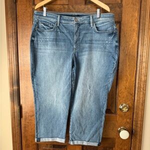 NYDJ Distressed Blue 5-Pocket Cropped Jeans 16W